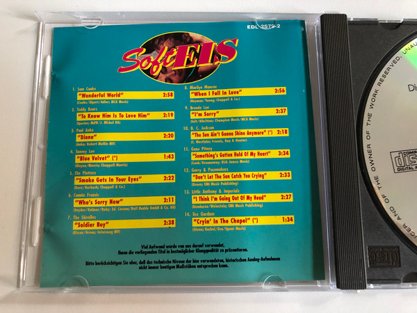 Soft Eis Volume 2 / Incl. Sam Cooke - Wonderful World, Marilyn Monroe - When I Fall In Love, Paul Anka - Diana, Gene Pitney - Something's Gotten Hold Of My Heart, and many others... / Edel Audio CD 1991 / EDL 2579-2 