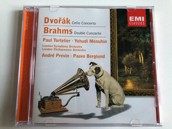 Dvorak - Cello Concerto, Brahms - Double Concerto / Paul Tortelier, Yehudi Menuhin / London Symphony Orchestra, London Philharmonic Orchestra, Andre Previn, Paavo Berglund / EMI Classics Audio CD 2003 Stereo / 724357586429