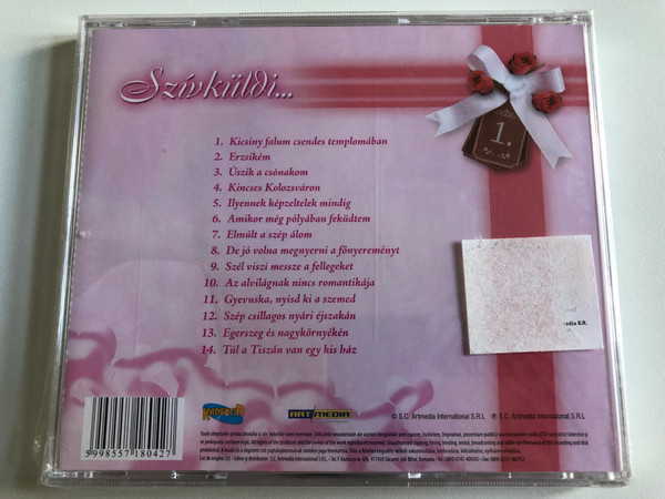 Szivkuldi... 1. - Romantikus Valogatas / Erzsikem, Uszik a csonakom, Elmult a szep alom, Szel viszi messze a fellegeket, Kicsiny falum csendes templomaban / Art Media Audio CD / 08042 RNR.