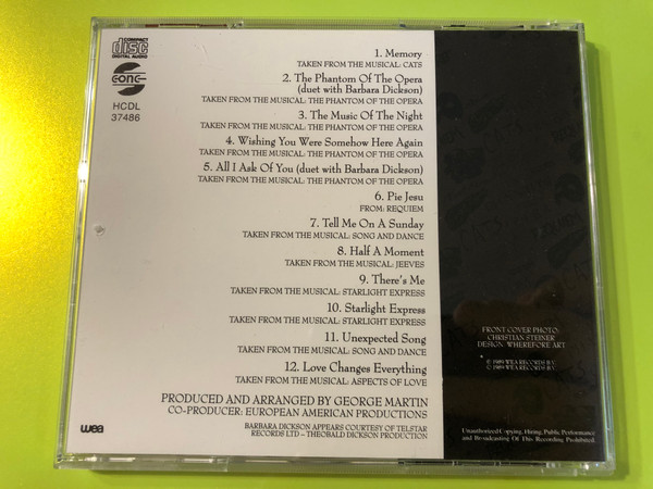 José Carreras Sings Andrew Lloyd Webber / Gong Audio CD 1989 / HCDL 37486 (HCDL 37486)