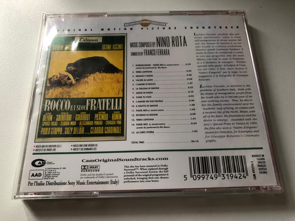 Rocco E I Suoi Fratelli - Music Composed by Nino Rota, A Film Directed by Luchino Visconti (Rocco And His Brothers) / Cam's Soundtrack Encyclopedia / CAM Audio CD 2002 / CAM 493194-2