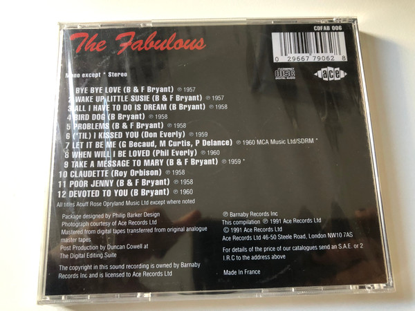 The Fabulous - Everly Brothers / Ace Audio CD 1991 / CDFAB 006