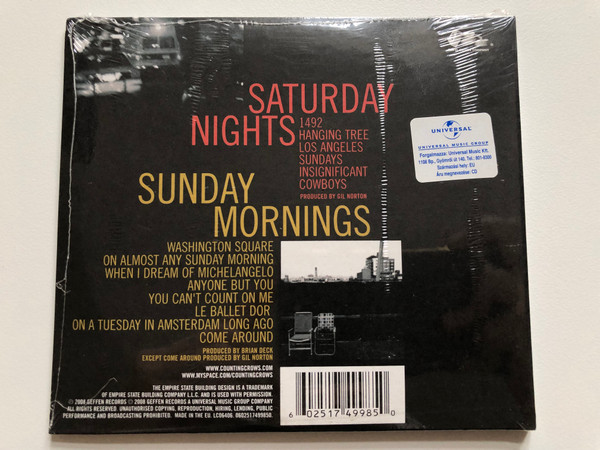 Counting Crows – Saturday Nights & Sunday Mornings / Featuring ''You Can't Count On Me'', ''Hanging Tree'' and ''Washington Square'' / Geffen Records Audio CD 2008 / 0602517499850 (602517499850)