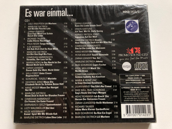 Es War Einmal... als der Tonfilm laufen lernte / Original Artist, Original Songs / Promo Sound Ltd. 2x Audio CD 2006 / MDCD 1423/2