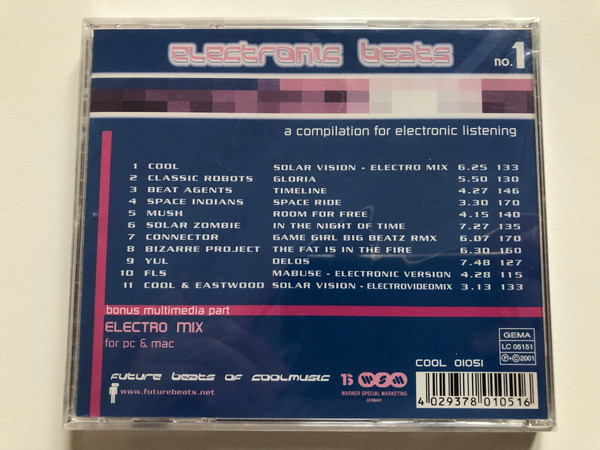 Electronic Beats No. 1 / Bonus Multimedia part electro mix for pc & mac. A Compilation for electronic listening / Future Beats Audio CD 2001 / COOL 01051