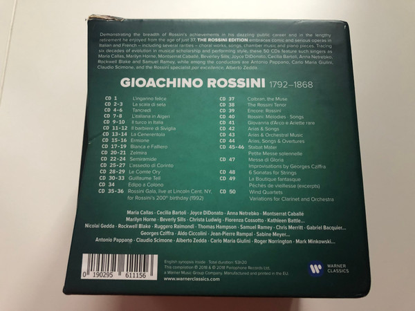 Gioachino Rosini - Edition 50CD / Warner Classics 50x Audio CD 2018 / 0190295611156