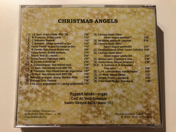 Christmas Angels / Istvan Ruppert - organ, Can't Art vocal ensemble / Do-la Studio Audio CD 2011 / DLCD 353