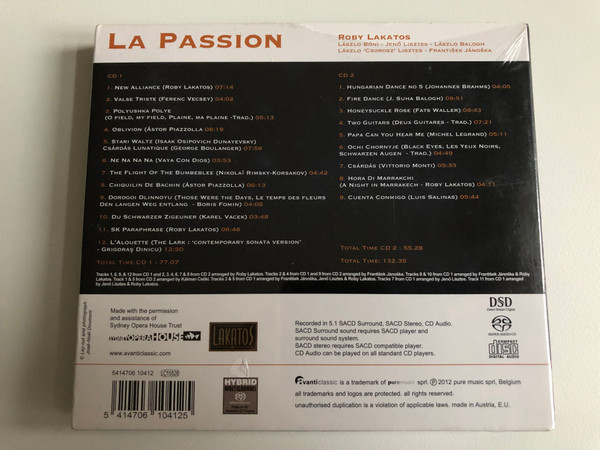 La Passion - Roby Lakatos And His Ensemble / Live At Sydney Opera House / Avanti Classic 2x Audio CD 2012 / 541470610412