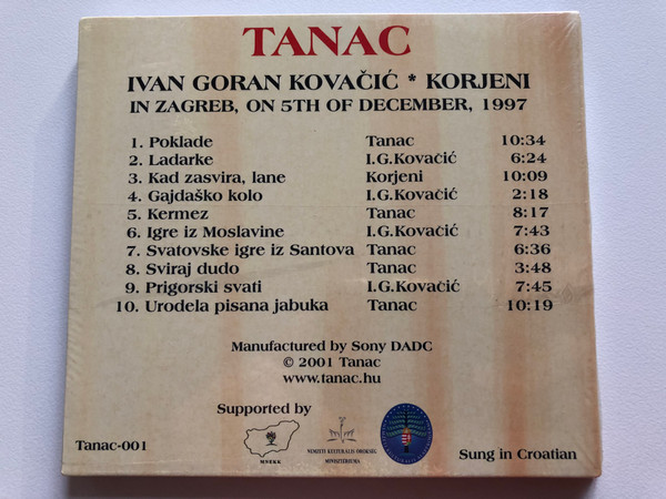 Tanac - The Zagreb Concert 1997 / CD Audio / SKUD Ivan Goran Kovacic is a folklore ensemble in Zagreb, Croatia