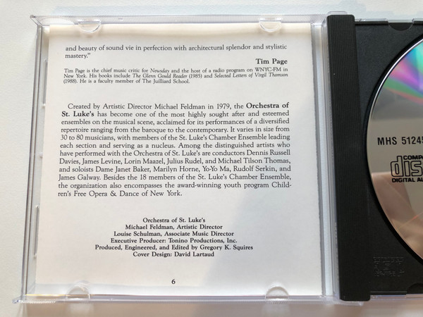 Orchestra Of St. Luke's – Telemann / Don Quixote Suite, Viola Concerto, Concerto for Two Flutes and Two Oboes, Concerto for Flute, Oboe d'Amore, and Viola d'Amore / Musical Heritage Society Audio CD 1990 / MHS 512451L