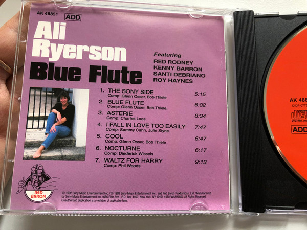 Ali Ryerson – Blue Flute / Featuring Red Rodney, Kenny Barron, Santi Debriano, Roy Haynes / Red Baron Audio CD 1992 / AK 48851