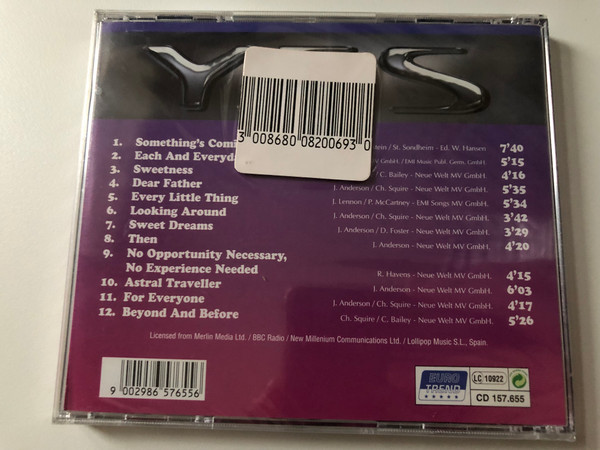 Yes / Something's Coming, Then, Astral Traveller, Beyond And Before, a. m. o. / Eurotrend Audio CD / CD 157.655