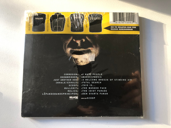Nasum – Doombringer (Live From Japan) / Recomended If You Like: Napalm Death, Brutal Truth, Pig Destroyer, Misery Index & At The Gates / Relapse Records Audio CD / 781676700929
