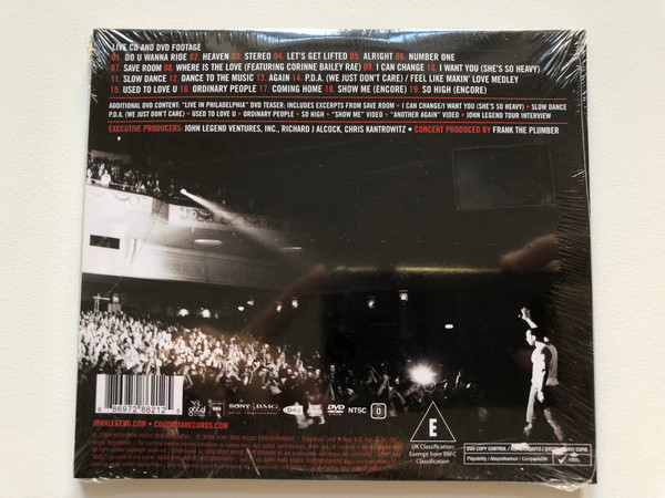 John Legend – Live From Philadelphia  Columbia, Getting Out Our Dreams, Sony BMG Music Entertainment, DAS Label, Home School Records CD Audio 2008 (886972862125)