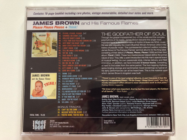 James Brown And His Famous Flames – Please Please Please Plus Think! / 2Lps On 1CD / HooDoo Records Audio CD 2011 / 263391