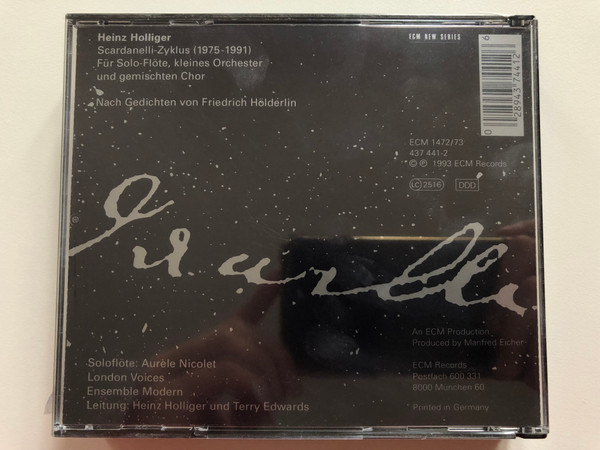 Heinz Holliger – Scardanelli-Zyklus / ECM Records 2x Audio CD 1993 / ECM 1472/73