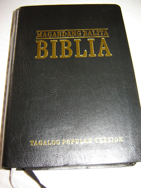 Black Leather Tagalog Popular Version Bible with thumb index, and golden edges