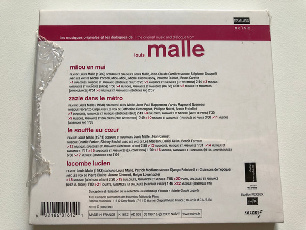 Louis Malle - Milou En Mai, Zazie Dans Le Metro, Le Souffle Au Coeur, Lacombe Lucien / naive Audio CD 2002 / K 1612