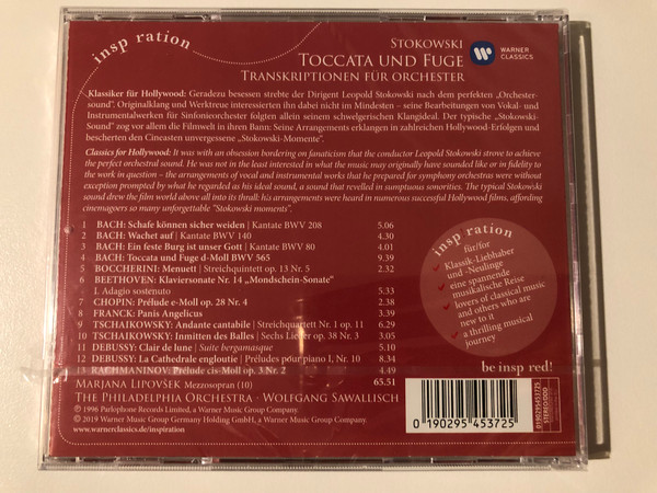 Stokowski - Toccata und Fuge: Transkriptionen für Orchester - The Philadelphia Orchestra, Sawallisch / Inspiration / Warner Classics Audio CD 2019 / 0190295453725