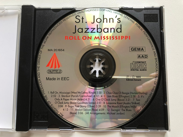 St. John's Jazzband - Roll On, Mississippi / C-Jam Blues, One O' Clock Jump, It's Only A Paper Moon, Choo Choo Ch'Boogie, u.a. / Digital Remastered Jazz Edition / Pastels Audio CD 1995 / CD 20.1654