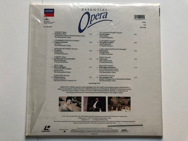 Various – Essential Opera  Decca, PolyGram TV LaserDisc CD Video 1991 (04407124215