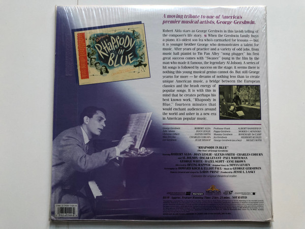RHAPSODY IN BLUE LASERDISC ROBERT ALDA JOAN LESLIE AL JOLSON '45  LaserDisc CD Video 1991 (027616114969