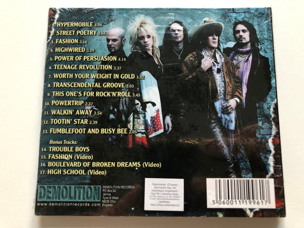 Hanoi Rocks – Street Poetry / Bonus Tracks: 1. Trouble Boys, 2. Fashion (Video), 3. Boulevard Of Broken Dreams (Video), 4. High School (Video) / Demolition Records Audio CD / DEMCDD161
