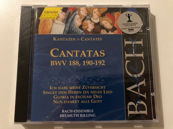 Johann Sebastian Bach - Cantatas BWV 188, 190-192 / Ich Habe Meine Zuversicht, Singet Dem Herrn Ein Neues Lied, Gloria In Excelsis Deo, Nun Danket Alle Gott / Bach-Ensemble, Helmuth Rilling /Hänssler Classic Audio CD 2000 / CD 92.057