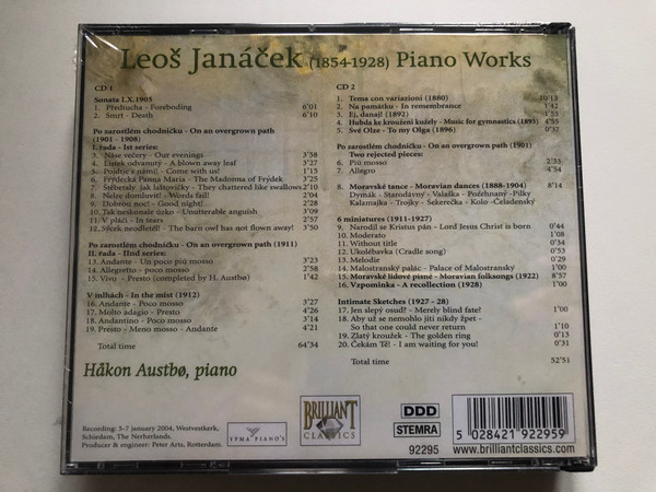 Janáček - Piano Works (Complete) - Håkon Austbø / Brilliant Classics 2x Audio CD / 92295