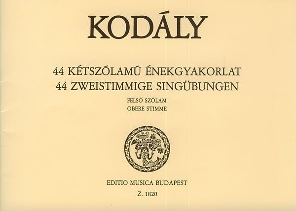 Kodály Zoltán: 44 Two-part Excercises / lower part / Editio Musica Budapest Zeneműkiadó / 1955 / Kodály Zoltán: 44 kétszólamú énekgyakorlat / alsó szólam