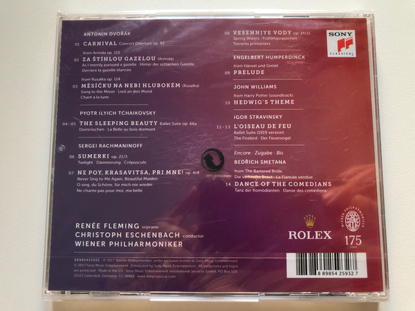 Summer Night Concert = Sommernachts Konzert 2017 / Wiener Philharmoniker, Christoph Eschenbach, Renée Fleming / The World's Biggest Annual Classical Open-Air Concert / Sony Classical Audio CD 2017 / 88985425932