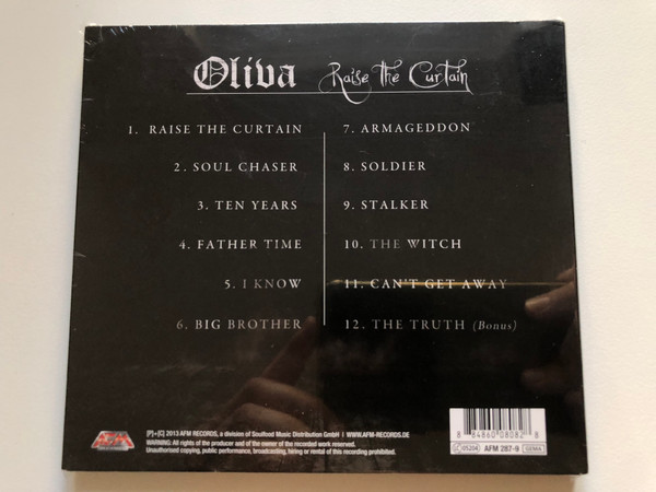 Oliva – Raise The Curtain / Jon Oliva the mastermind of Savatage presents his first Solo Album ever! / First Edition Includes One Bonus Track! / AFM Records Audio CD 2013 / AFM 287-9