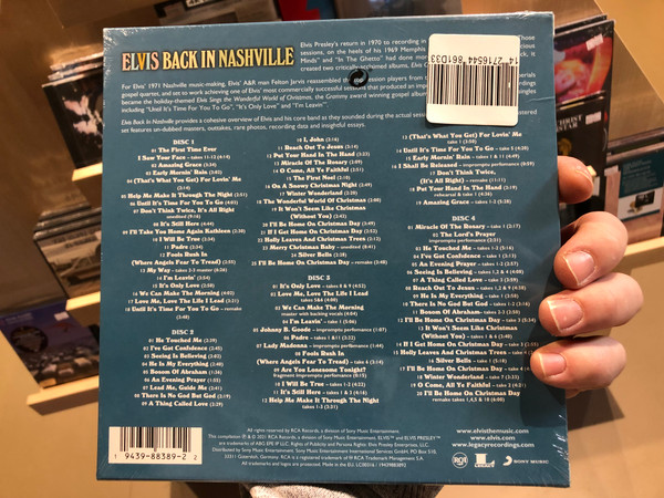 Elvis Back In Nashville / 50th anniversary celebration of the 1971 nashville sessions / Deluxe 82 song, 4-CD includes: Newly Mixed Audio By Matt Ross-Spang; Features Outtakes and Undubbed Recordings / RCA 4x Audio CD 2021, Box Set / 19439883892