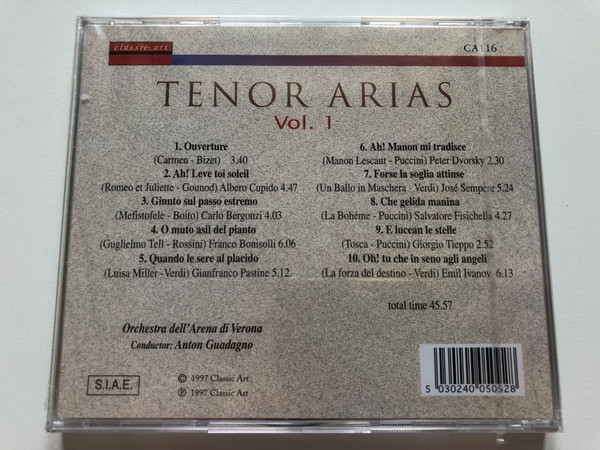 Tenor Arias Vol. 1 / Classic Art Audio CD 1997 / CA116 / 5030240050928