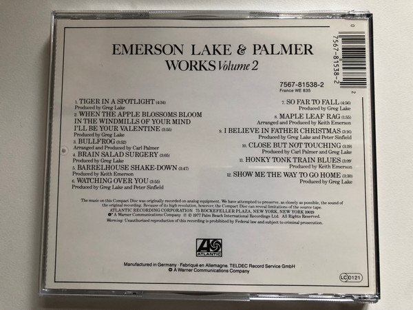 Emerson Lake & Palmer - Works - Volume 2 / Atlantic Audio CD / 7567-81538-2