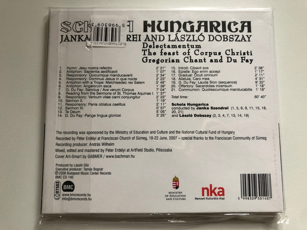 Schola Hungarica - Janka Szendrei And Laszlo Dobszay - Delectamentum / BMC Audio CD 2008 / BMC CD 140