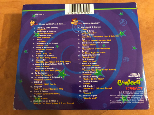 Bonkers - Hixxy & Sharkey / React 2x Audio CD 1996 / REACT CD83 