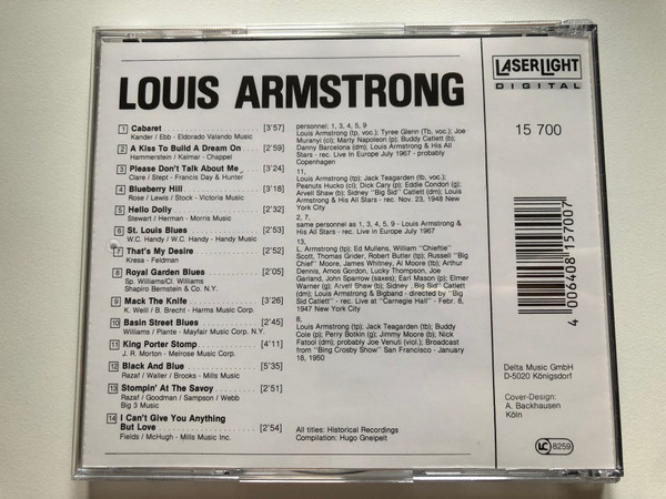 The Jazz Collector Edition - Louis Armstrong / That's My Desire; Blueberry Hill; Mack The Knife; Cabaret; Hello Dolly; I Can't Give You Anything But Love... / LaserLight Digital Audio CD / 15 700