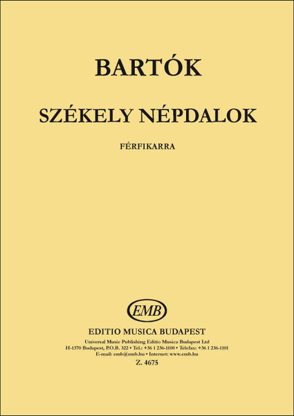 Bartók Béla: Székely népdalok / Editio Musica Budapest Zeneműkiadó / 1973