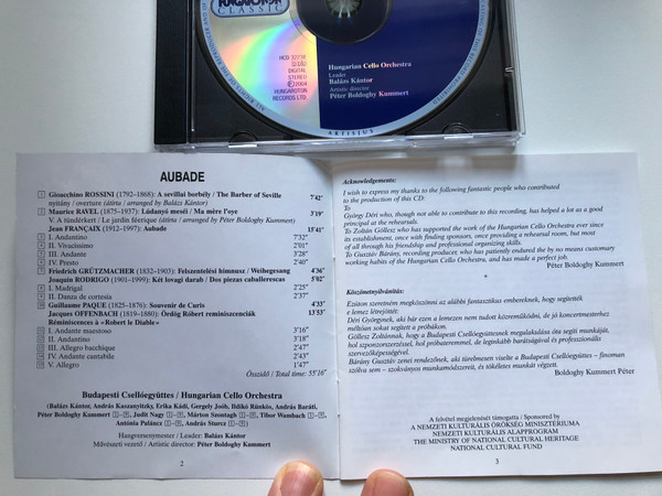 Aubade - Hungarian Cello Orchestra / Francaix, Grutzmacher, Offenbach, Paque, Ravel, Rodrigo, Rossini / Hungaroton Classic Audio CD 2004 Stereo / HCD 32238