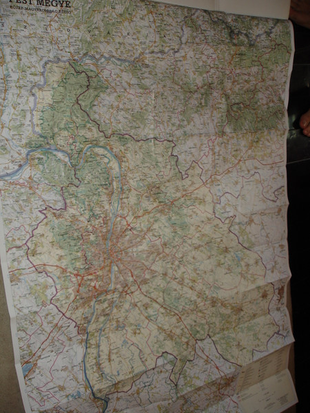 Pest County Road Map / Central Hungary Region with Town Informations