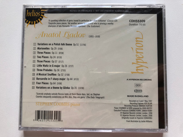 Anatol Liadov - Marionettes, A Musical Snuff Box & Other Piano Music - Stephen Coombs / Helios Audio CD 2008 / CDH55309