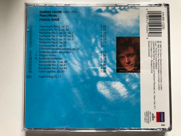Fauré - Piano Music - Pascal Rogé / London Records Audio CD 1990 / 425 606-2