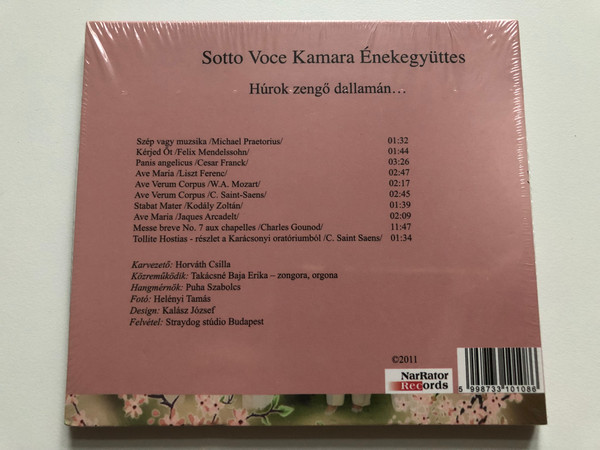 Sotto Voce Enekegyuttes - Hurok zengo dallaman... / NarRator Records Audio CD 2011 / NRR108
