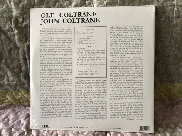 John Coltrane – Olé Coltrane / Deluxe Gatefold Edition, 180 gram, HQ Virgin Vinyl / The Classic 1961 Jazz Album / Also Featuring Freddie Hubbard, Eric Dolphy And McCoy Tyner / DOL LP 2017 / DOL883HG