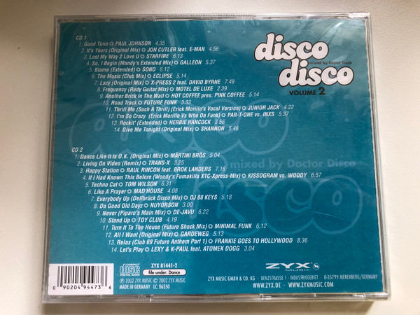 Disco Disco - Volume 2 - Mixed by Doctor Disco / Paul Johnson, Sono, Galleon, X-Press 2 feat. David Byrne, Herbie Hancock... and more / ZYX Music 2x Audio CD 2002 / ZYX 81441-2