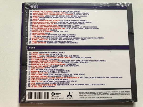 Cream 21 - Mixed By Paul Oakenfold / 21 Years Of Cream & Paul Oakenfold. Upfront Anthems & Classics Remixed Inc. Delirium, Motorcycle, Grace, Push, Arty, Dirty South/ New State Music 2x Audio CD 2013 / NEW9137CD