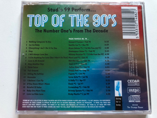 Studio 99 Perform...Top Of The 90's - The Number One's From The Decade! / Featuring... Wannabe; I Belive I Can Fly; Livin La Vida Loca; Killing Me Softly; Think Twice & Many More! / Going For A Song Audio CD / GFS488 (5033107148820)