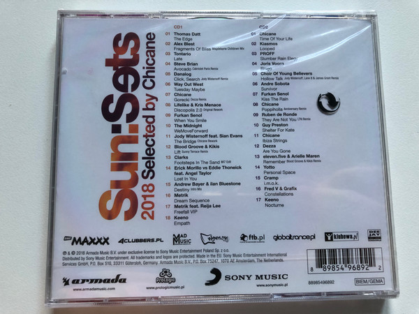 Sun:Sets 2018 - Selected By Chicane / Sony Music 2x Audio CD 2018 / 88985496892
