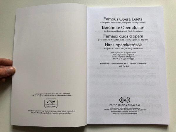Famous Opera Duets / Berühmte Opernduette / EMB Z. 3546 (9790080035467)